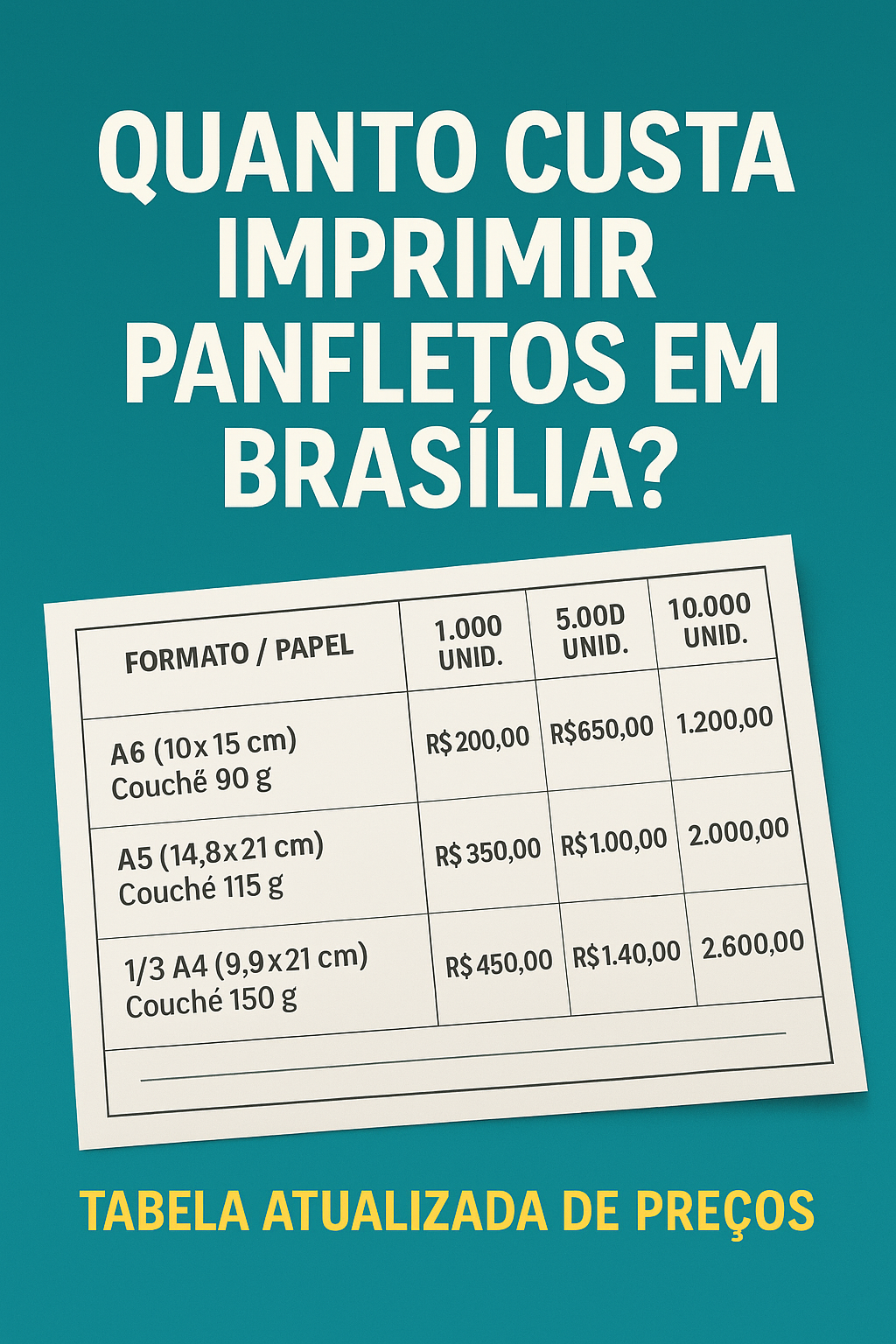 Leia mais sobre o artigo Quanto custa imprimir panfletos em Brasilia?tabela atualizada de preços