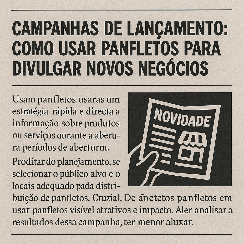 Leia mais sobre o artigo 📰  Campanhas de Lançamento: Como Usar Panfletos para Divulgar Novos Negócios