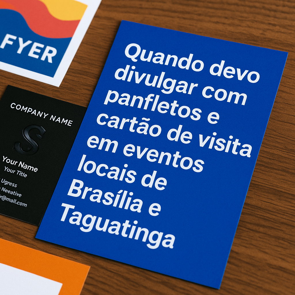 Quando devo divulgar com panfletos e cartão de visita em eventos locais de Brasília e Taguatinga