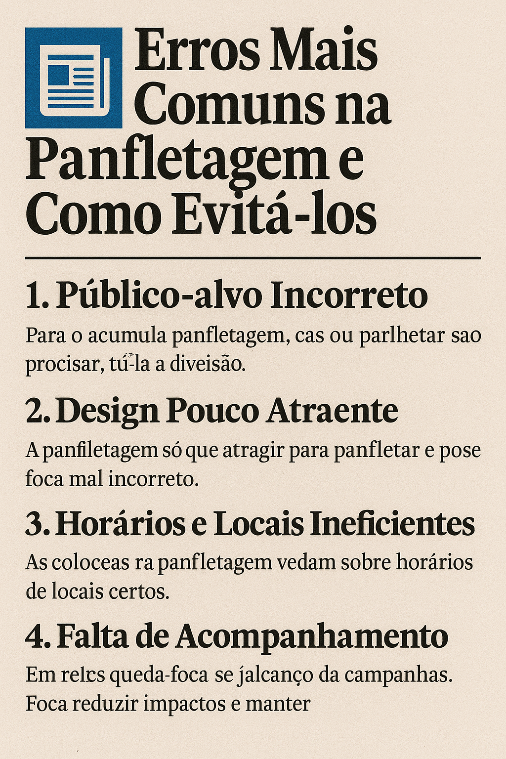 Leia mais sobre o artigo 📰  Erros Mais Comuns na Panfletagem e Como Evitá-los