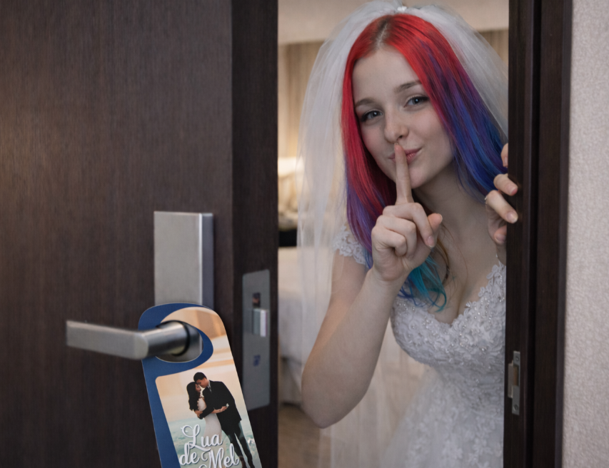 Aviso de Porta Não Perturbe em PVC 0,50mm com Alça Personalizado